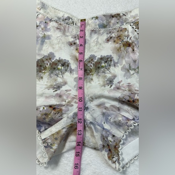 Ted Baker Henliy Vanilla Scallop Trim Linen Shorts Size 3 - Picture 13 of 16